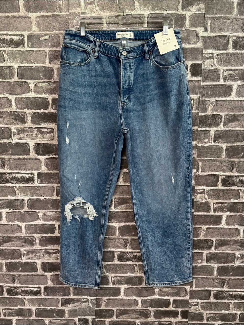 NWT Abercrombie & Fitch The Dad High Rise jeans curve love distressed